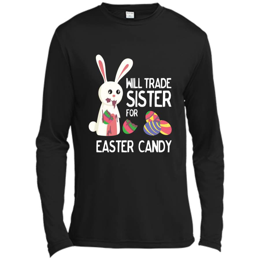 Cute Easter Will Trade Sister for Candy Kids Shirt Long Sleeve Moisture Absorbing Shirt