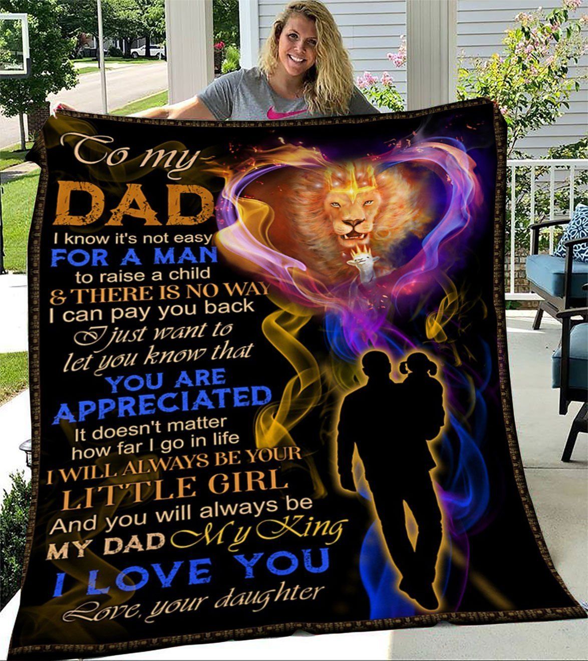 To My Dad Lion I Will Always Be Your Little Girl Fleece Blanket