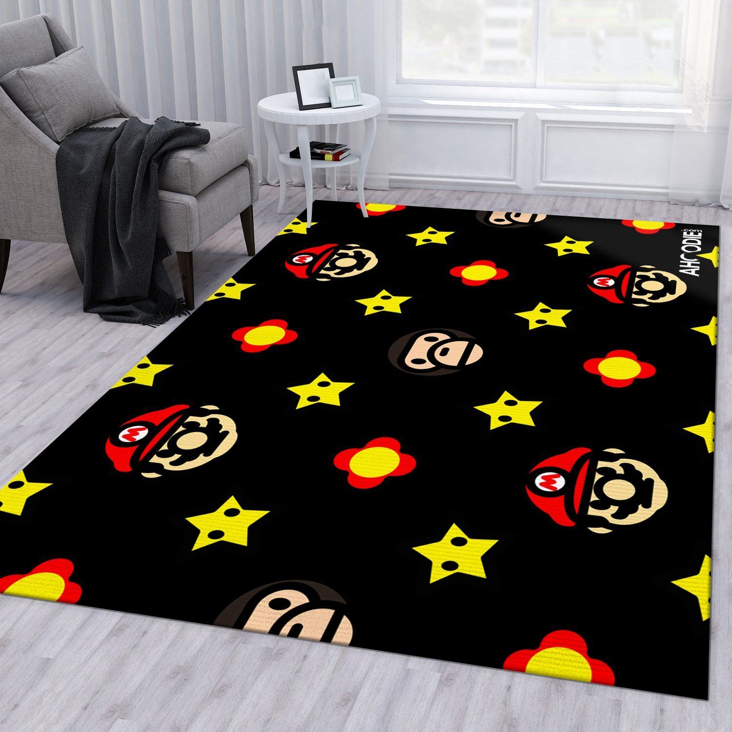 Bape Ft Mario Area Rug For Christmas Living Room Rug Home Decor Area Rug For Living Room Bedroom Rug Home Decor