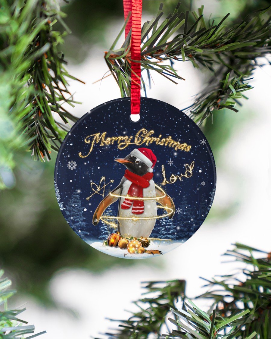 Penguin Merry Christmas Gift For Penguin Lovers Circle Ornament, Christmas Ornament, Christmas Gift