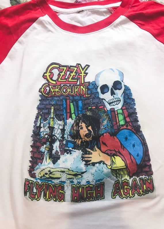 Vintage Flying High Again Baseball Shirt Ozzy Osbourne Baseball Shirt Heavy Metal Ba Shirt