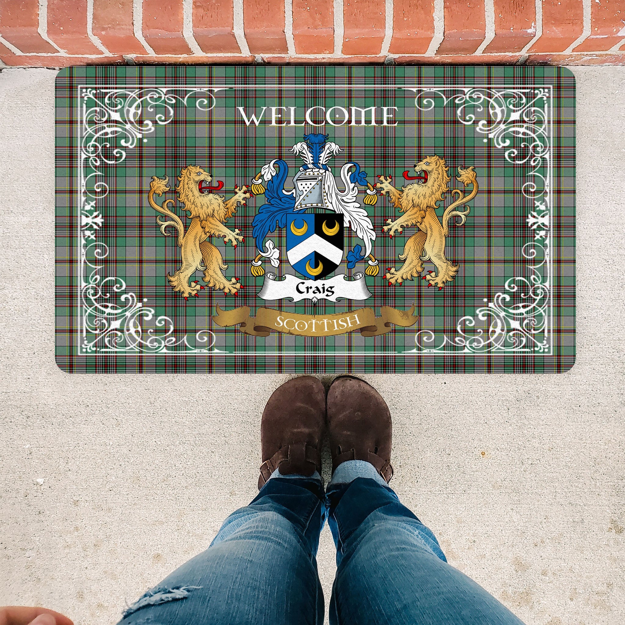 Scotstee Shop Tartan Door Mat The Family Craig Scottish Plaid Doormat, Welcome Mat, Christmas Door Mat