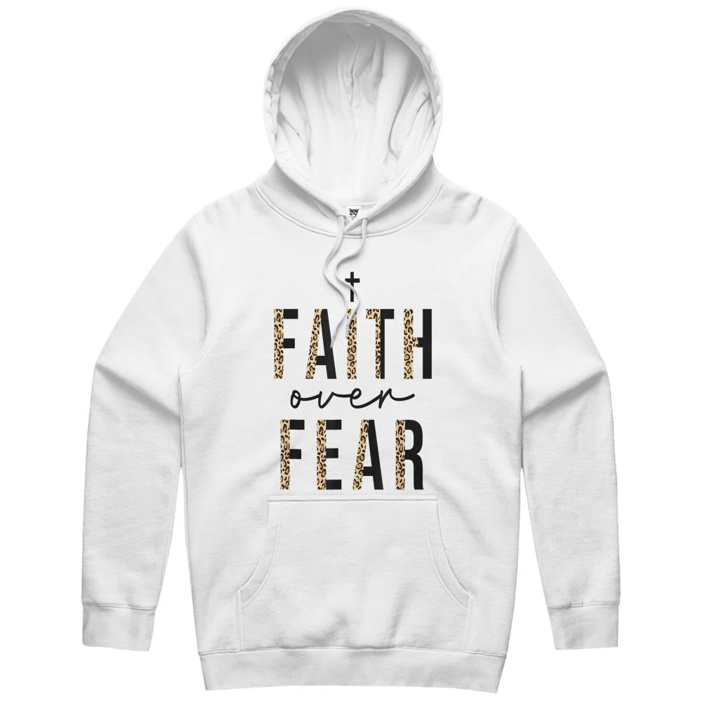 Faith Over Fear Shirt, Faith Over Fear Hoodie, Faith Over Fear Leopard Funny Christian Quote Easter Day Hoodie