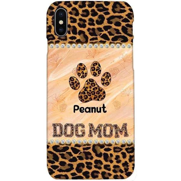 Custom Phone Case, Dog Mom Leopard Pattern Paws Phone Case