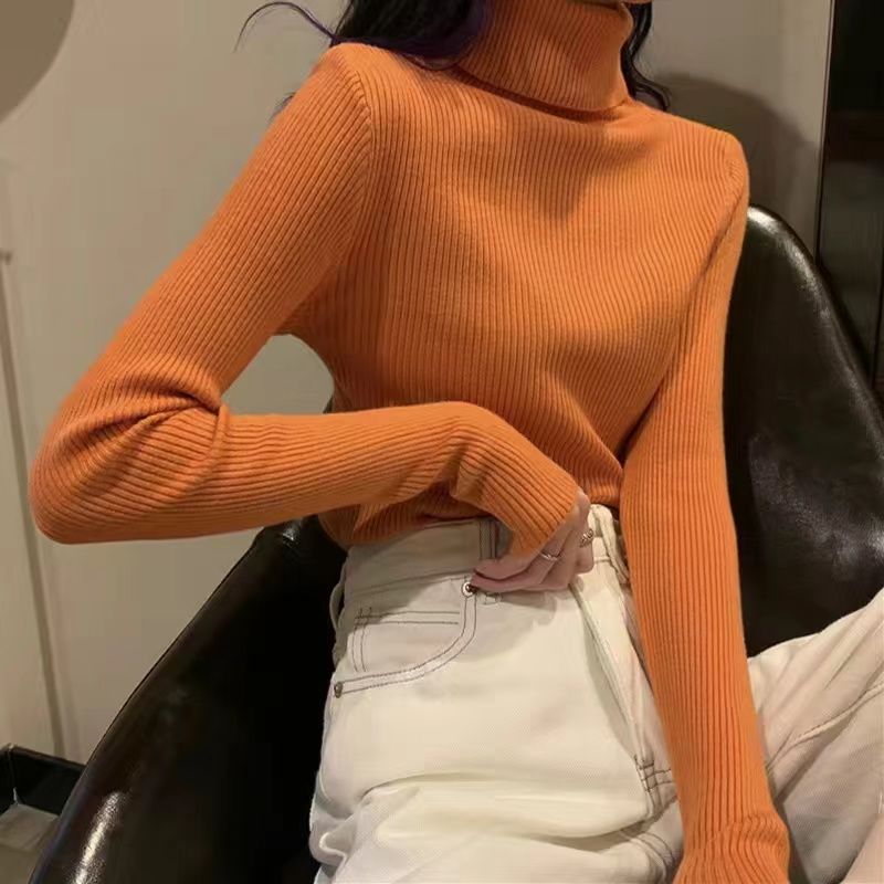 Turtleneck Sweater Women Irregular Classy Korean Style Fitted Autumn Side-slit All-match Trendy Harajuku Female Sexy Slim Simple alx