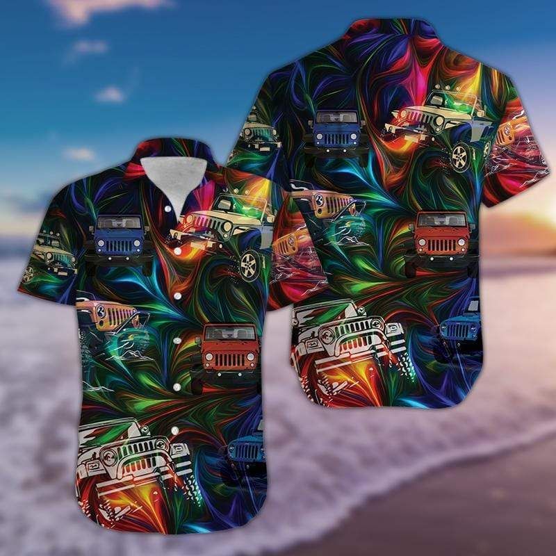 Get Here Colorful Light Jeep Unisex Hawaii Aloha Shirts Ha7470