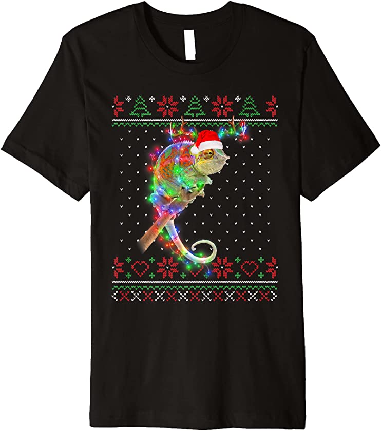 Chameleon Animal Ugly Sweater Christmas Puppy Animal Lover Premium T-Shirt