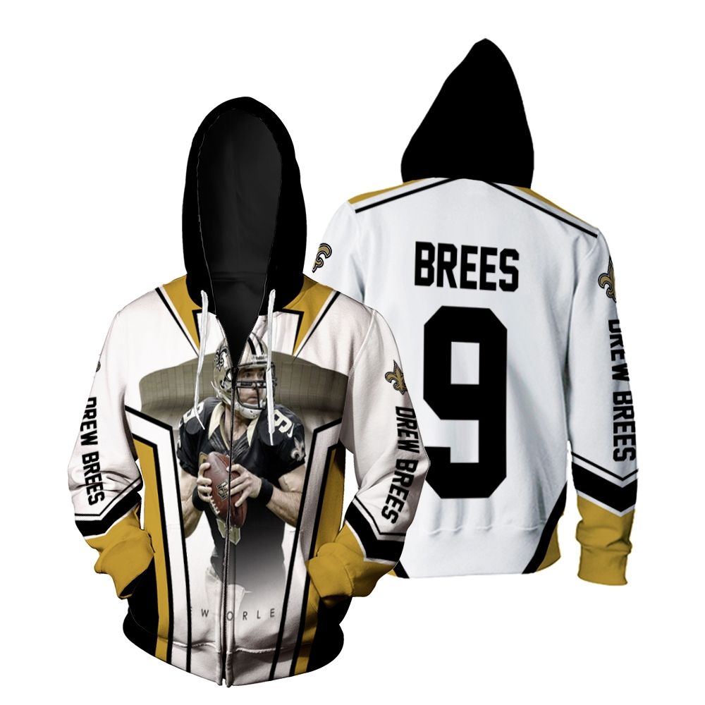 Drew Brees New Orleans Saints Stadium Background Zip Hoodie All-Over Print