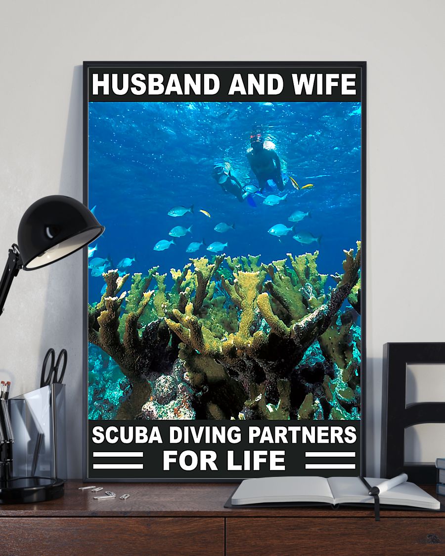 Husband And Wife Scuba Diving Partners For Life Vertical Canvas And Poster | Wall Decor Visual Art
