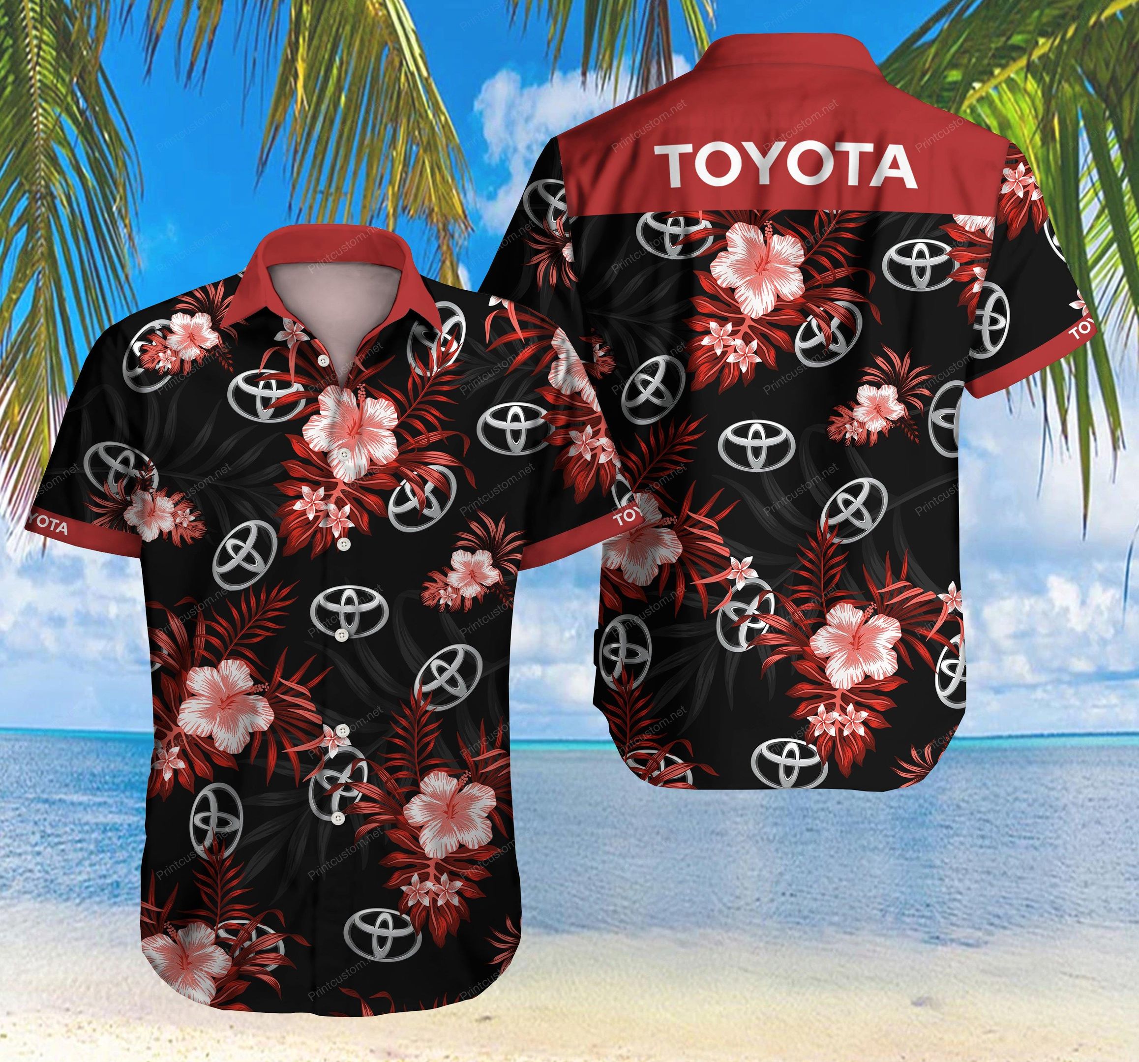 Tlmus Toyota Hawaiian Shirt Summer Button Up For Men Beach Wear Short Sleeve Hawaiian Ha46393