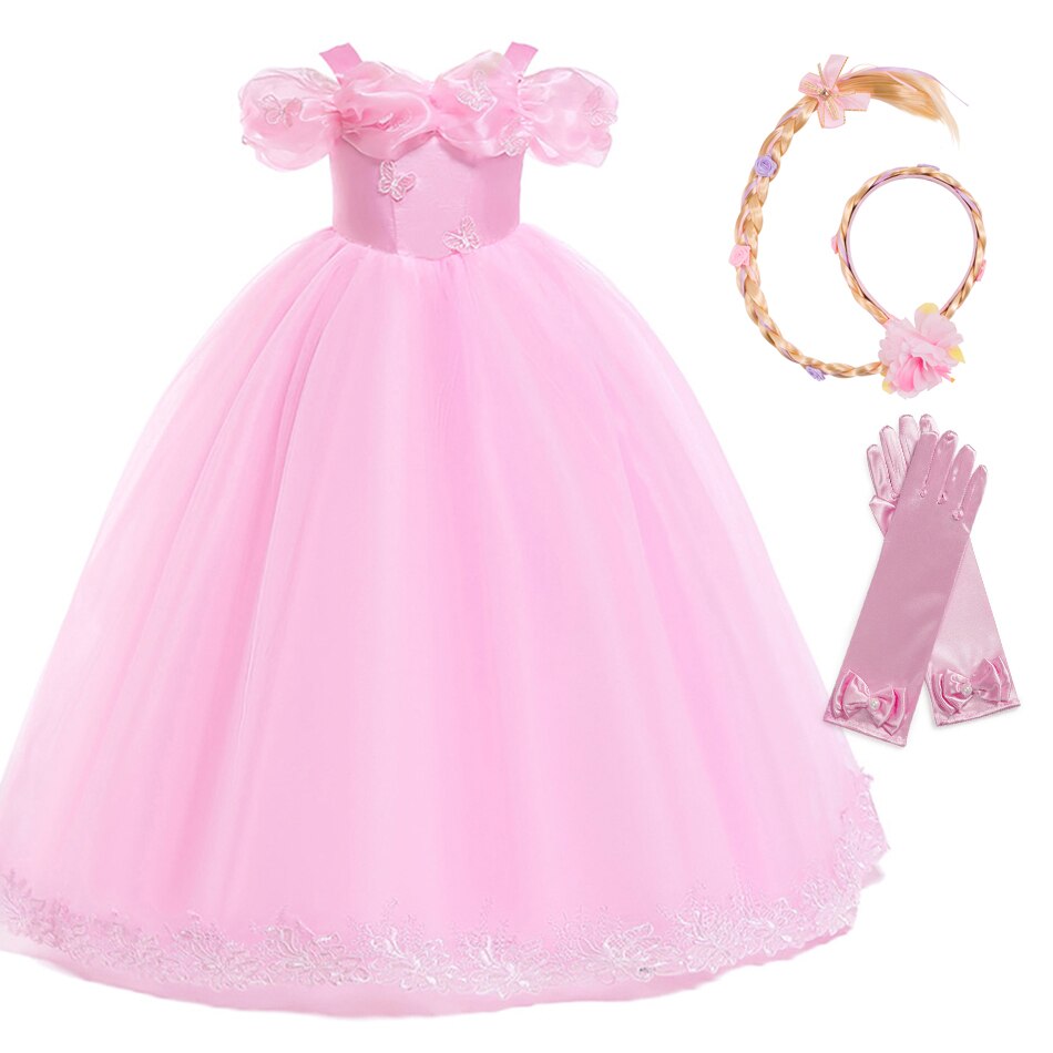 2022 Cinderella Pink Prom Carnival Evening Dress Children Cosplay Costume Girls Princess Birthday Party Blue Puff Ball Gown alx