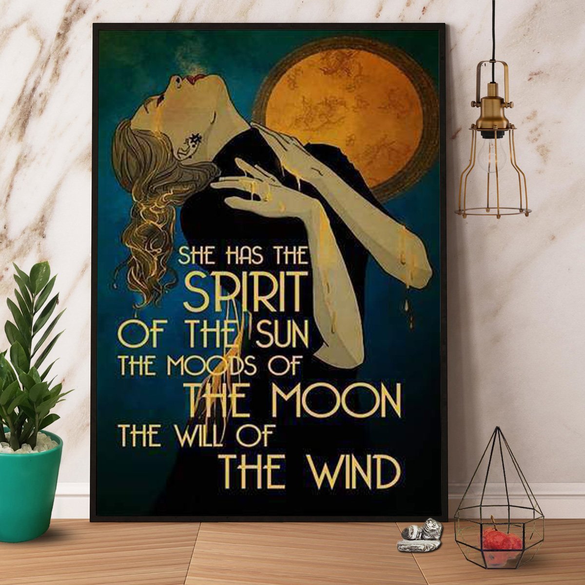 Halloween Spirit Of The Sun Witch Full Moon  Poster No Frame Matte Canvas