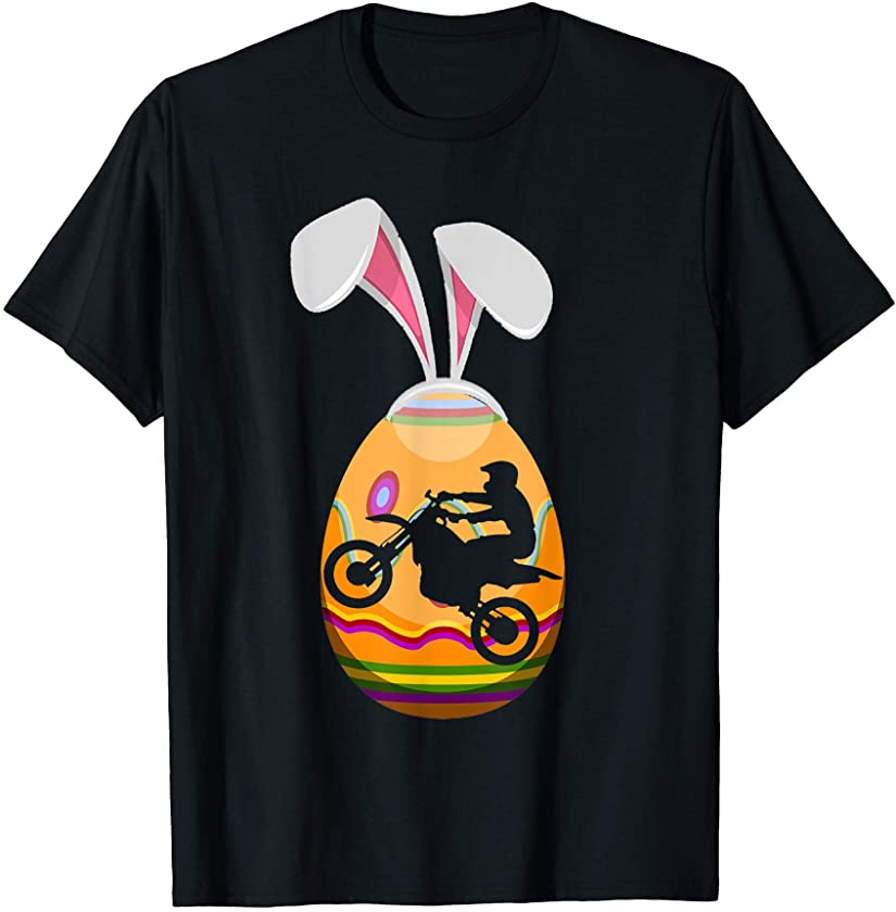 Dirt Bike Inside Bunny Egg Happy Easter Dirt Bike Lover Kids T-Shirt