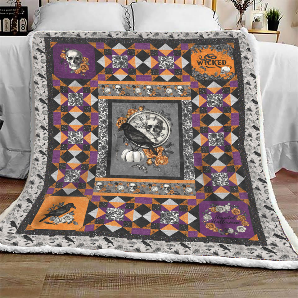 Wicked Crow Halloween Sofa Fleece Throw Blanket | Halloween Gifts