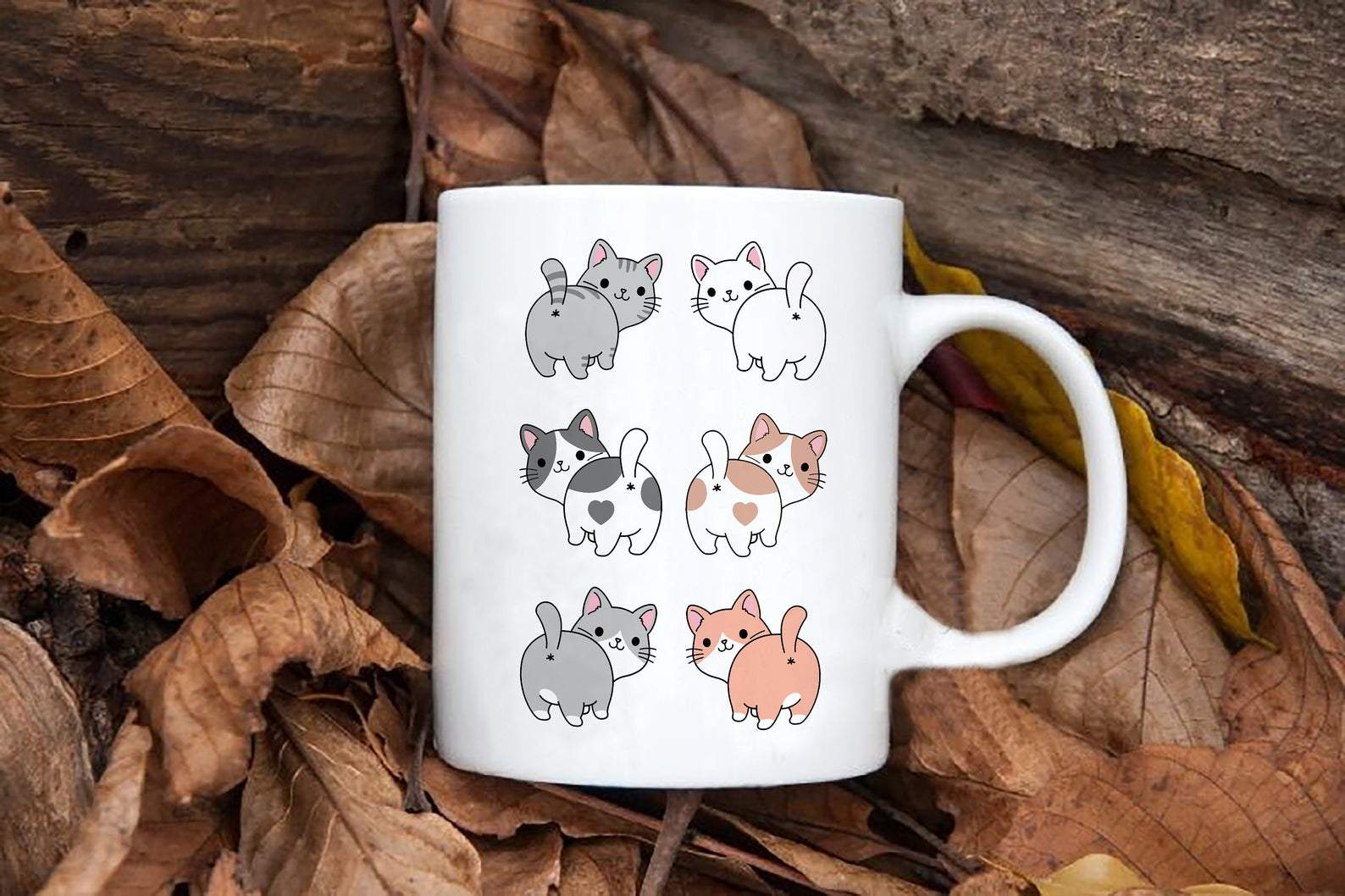 Cute Kawaii Cat Ceramic Cat Lover Gift Adorable Pastel Kittens Anime Mug White Ceramic 11-15Oz Coffee Tea Cup