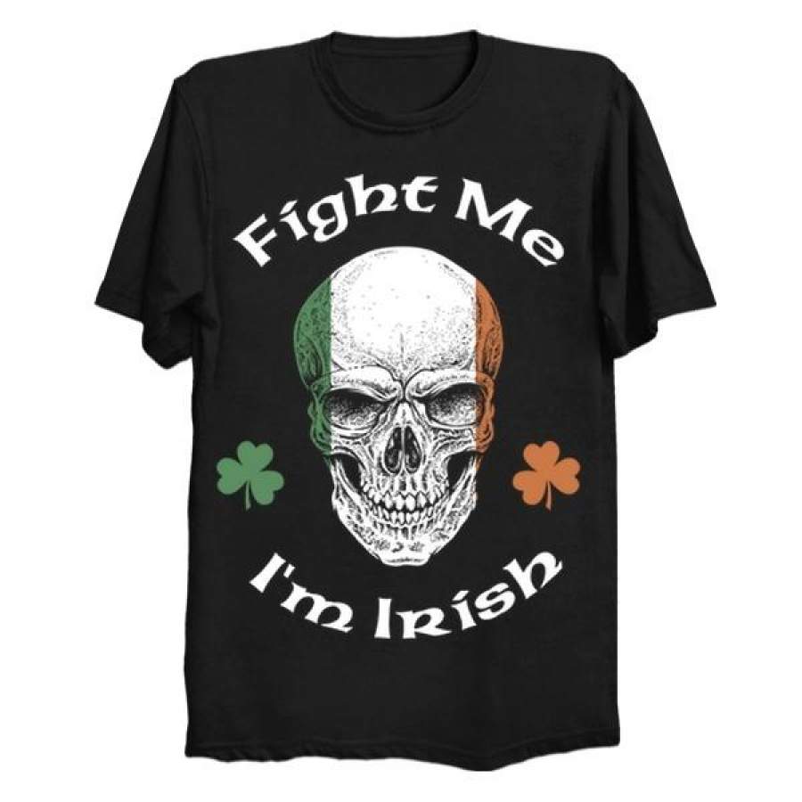 Summer Fight Me I’M Irish Skull Creative Print T-Shirt Casual New Funny Printed Short Sleeve Cotton Top