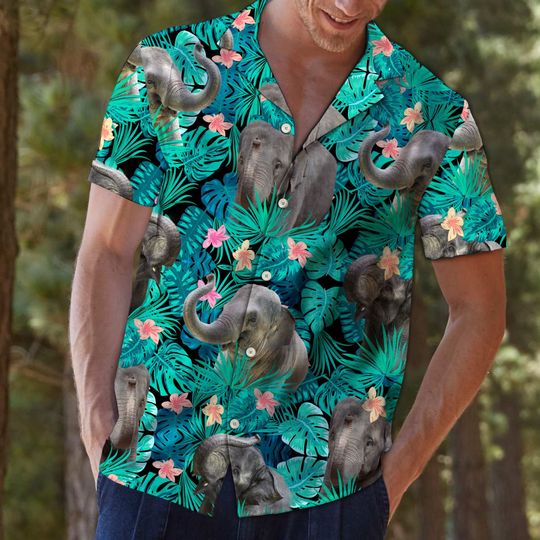 Hawaii Shirt – Elephant Tropical T0307