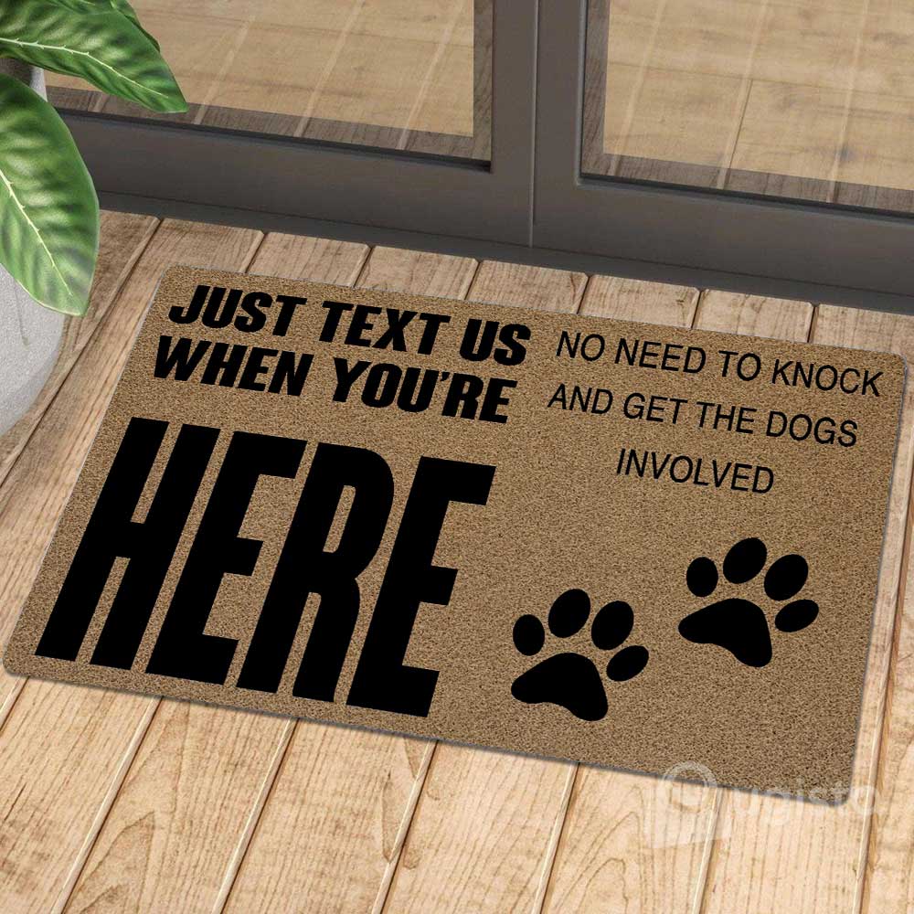 Just Text Us No Need To Get The Dogs Involved 01 All Over Printing Doormat Pre2371