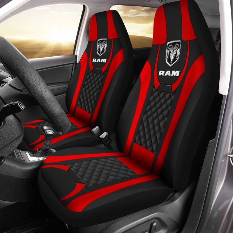 Dodge RAM TDV Car Seat Cover (Set of 2) Ver 7 (Red)