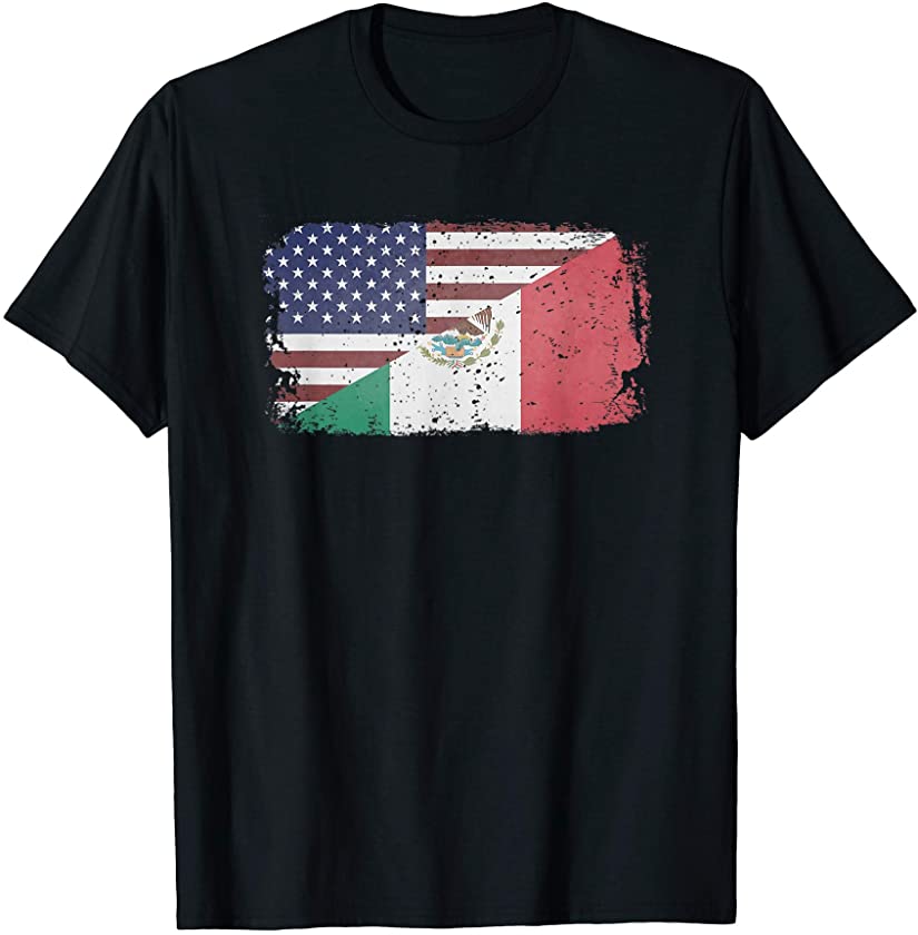 America USA Mexican Flag United States Mexico Ancestry Pride T-Shirt