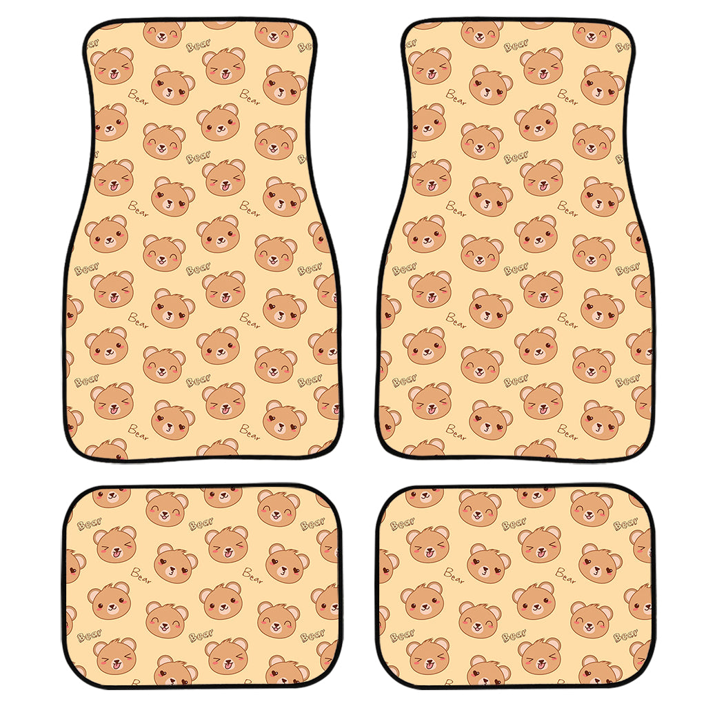 Cute Cartoon Baby Bear Pattern Print Front And Back Car Floor Mats, Front Car Mat