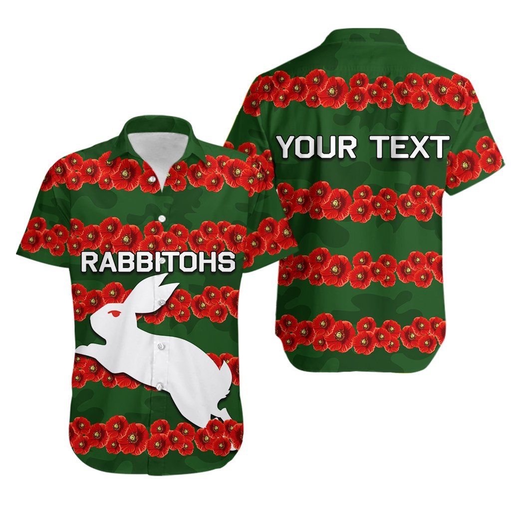 (Custom Personalised)Rabbitohs Hawaiian Shirt Poppy Flowers TH4