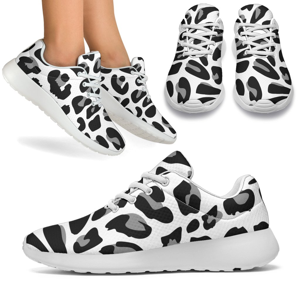 Snow Leopard Skin Print  Sport Sneakers White