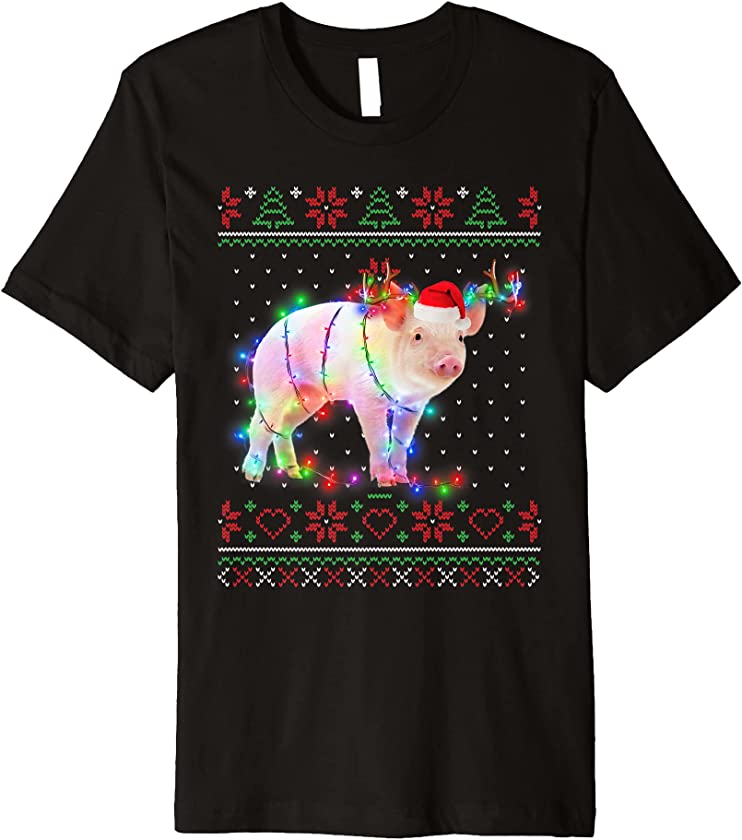 Pig Animal Ugly Sweater Christmas Puppy Animal Lover Premium T-Shirt