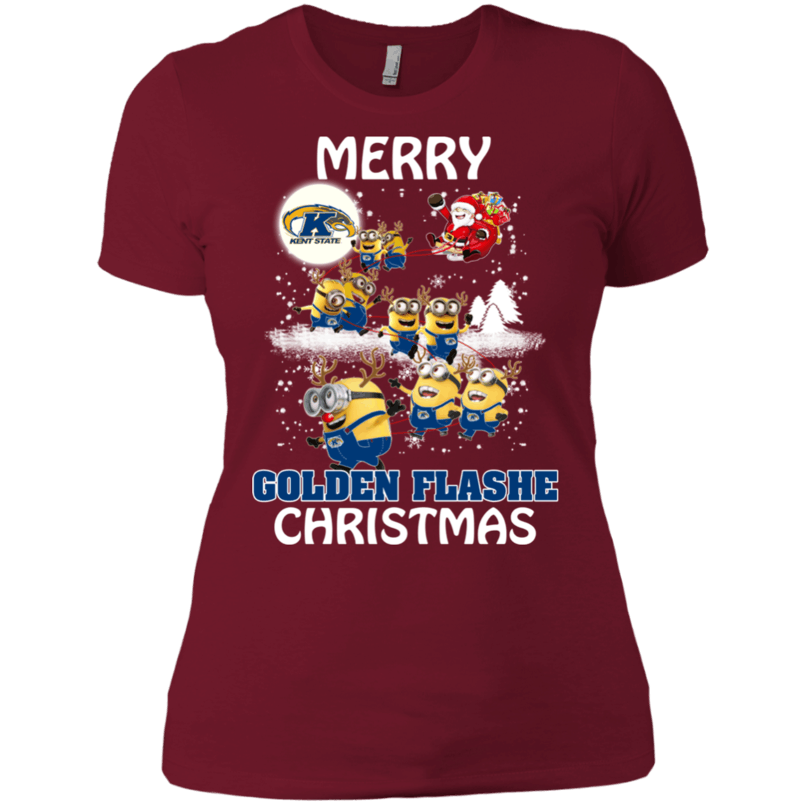 Buy Kent State Golden Flashes Ugly Christmas Sweaters Minions Santa Claus Merry Christmas Women’S T-Shirt