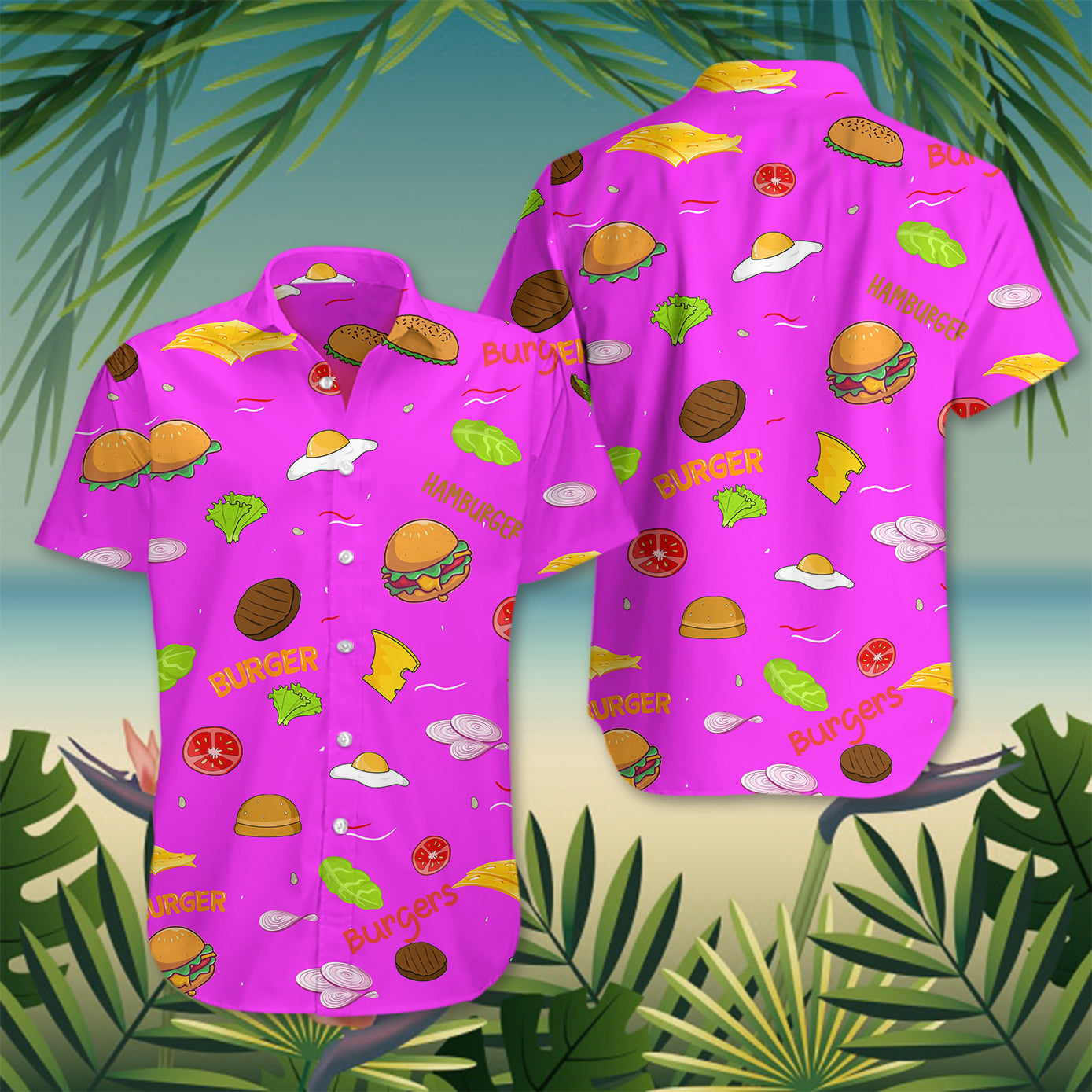 Burger Egg Cheese Food Hawaiian Shirt Cute Summer Family Beach Vacation Mens Womens Ha69573