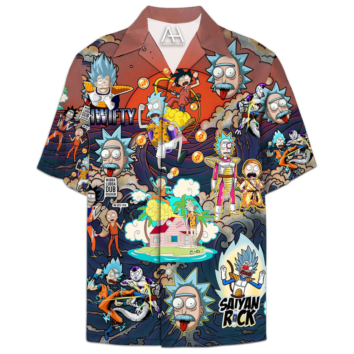 Dragon Ball Z Rick And Morty All Over Print Hawaii Shirt Ha24418