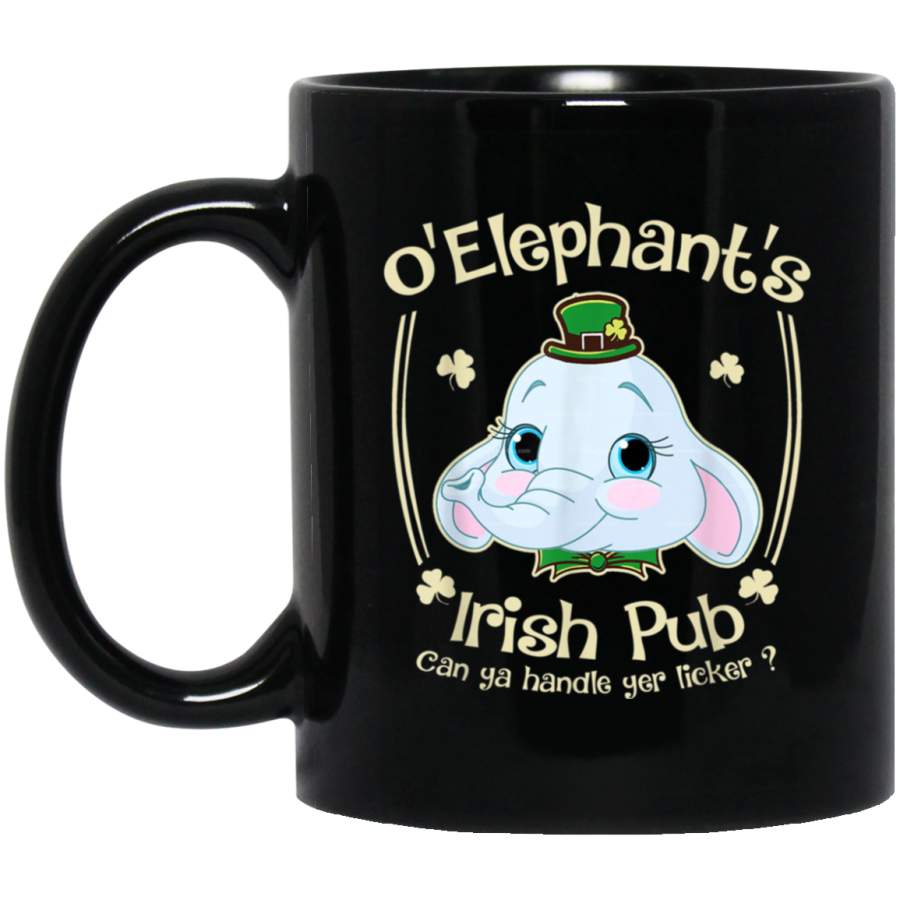 Funny St Patricks Elephant Lover Mug  Irish Pub Mug Gifts Mug