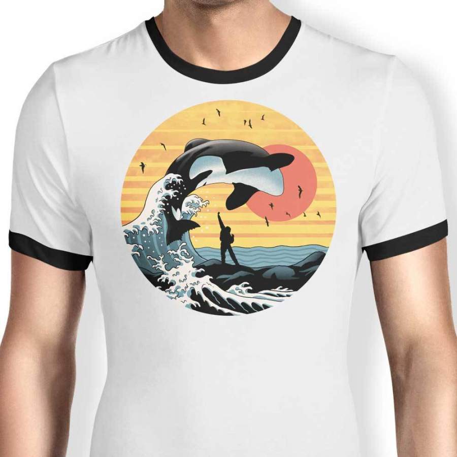 The Great Whale Off Kanagawa – Ringer T-Shirt