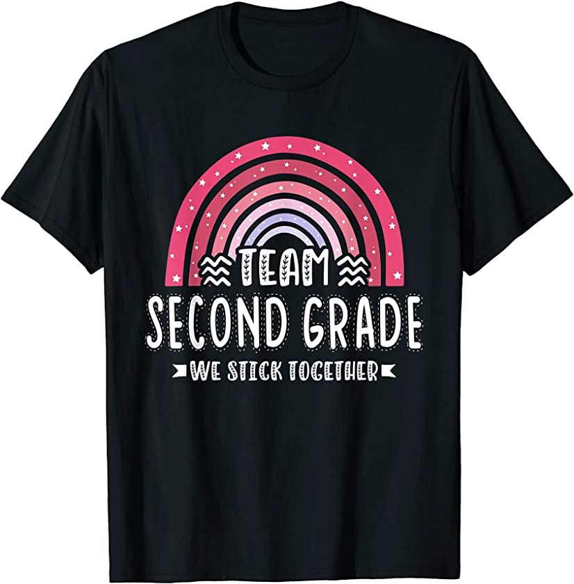 Team Second Grade We Stick Together leopard Rainbow teacher T-Shirt