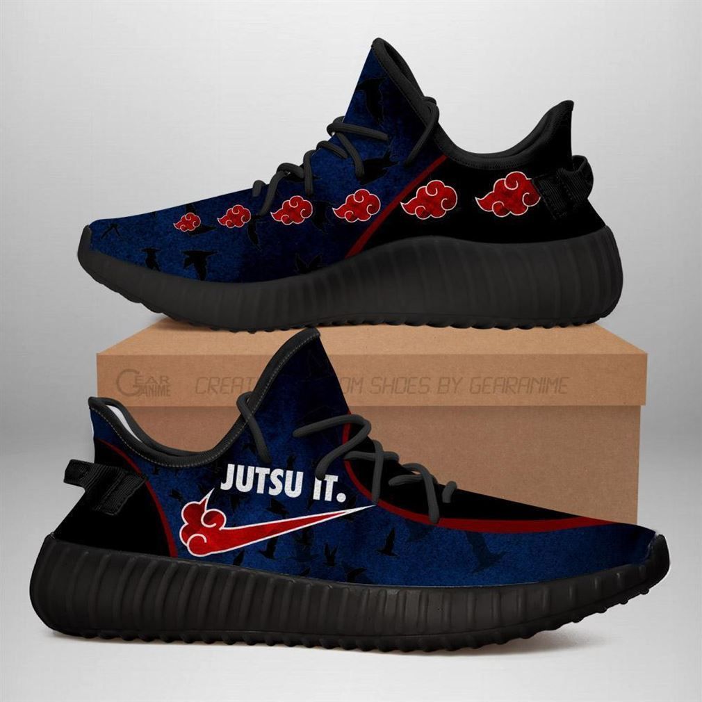 Akatsuki Jutsu Yz Naruto Anime Yeezy Black Shoes Sport Sneakers – Yeezy Shoes