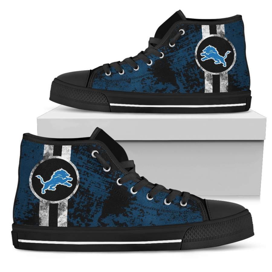 Triple Stripe Bar Dynamic Detroit Lions High Top Shoes V1