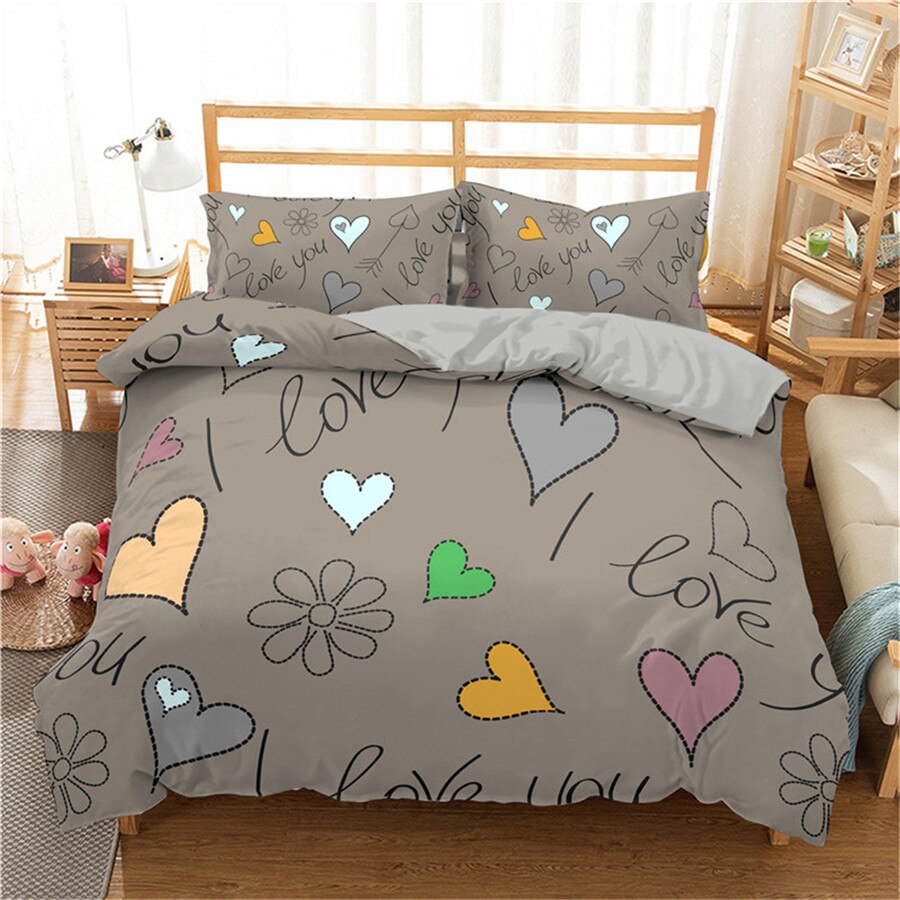 3D Printing Valentine’S Day Bedding Sets Love Duvet Cover Pillowcase Twin Queen King Size Bed Clothes Fors