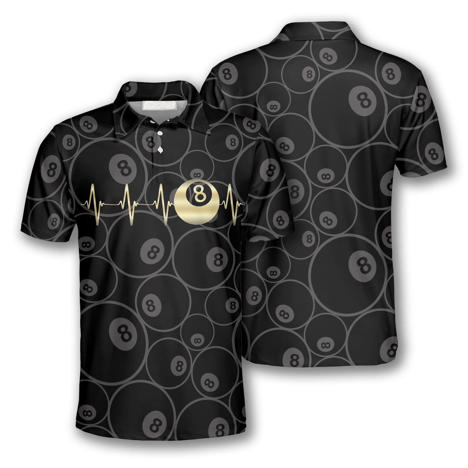 Billiards Pool Snooker Heartbeat Pattern Billiard Shirts For Men Billiard Polo Shirt