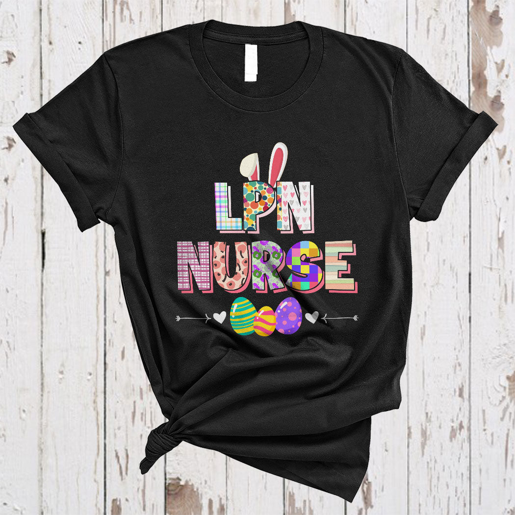 Lpn Nurse Cute Easter Day Bunny Egg Hunt Floral Plaid Nurse Nursing Lover Gifts T-Shirt