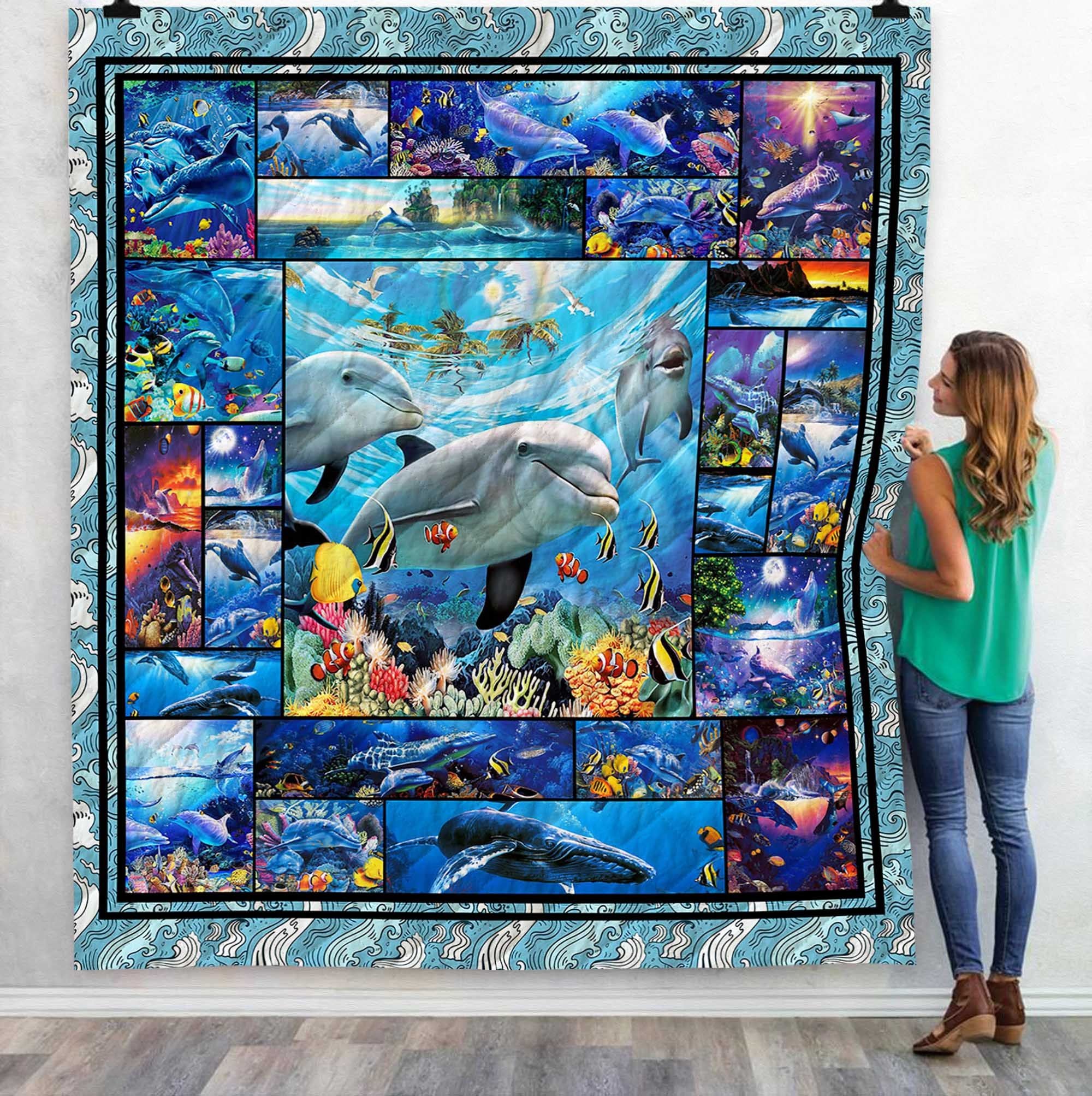 An Beautifull Dolphin Art Like Personalized Name Quilt Liglz Fuct2409