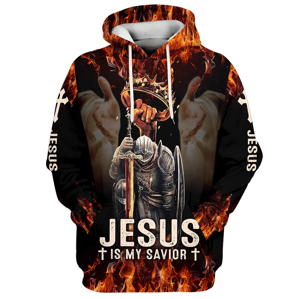 Jesus Is My Savior Knight 3D Hoodies Jesus Hoodie Men & Women Christian Hoodie 3D Printed Hoodie