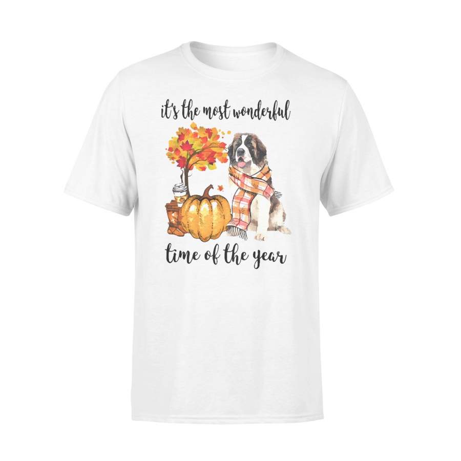 Fall Pumpkin It’s The Most Wonderful Time Of The Year Saint Bernard T-Shirt