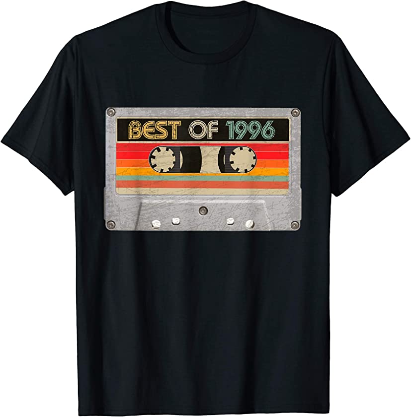 Best Of 1996 25th Birthday Gifts Cassette Tape Vintage T-Shirt