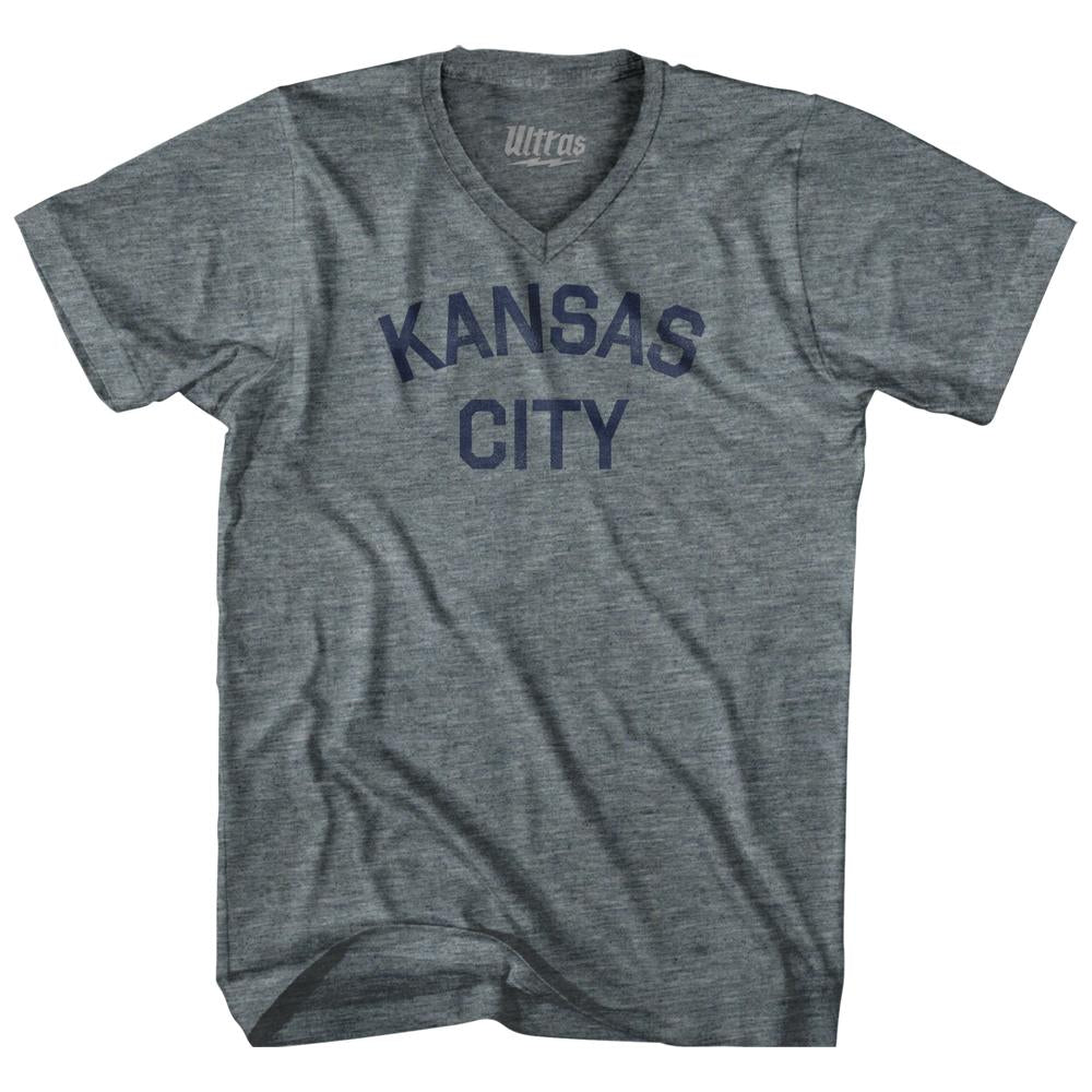 Kansas City Tri-Blend V-Neck Womens Junior Cut T-Shirt