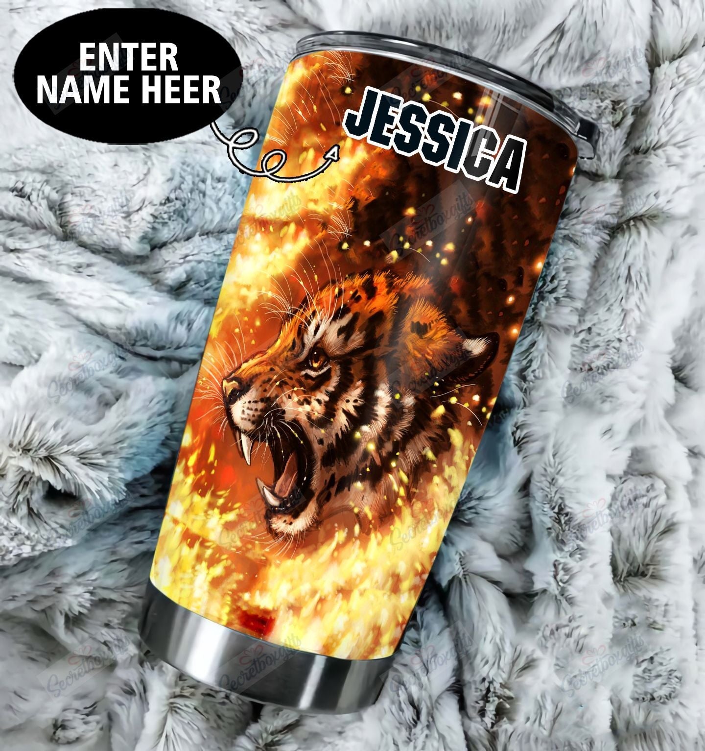 Tiger Personalized Bbb2509122Mh Stainless Steel Tumbler Travel Customize Name, Text, Number, Image