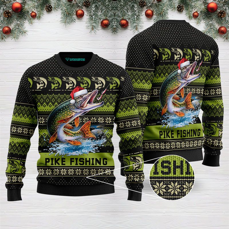 Ugly Sweater Pike Fishing For Christmas Gift 1311