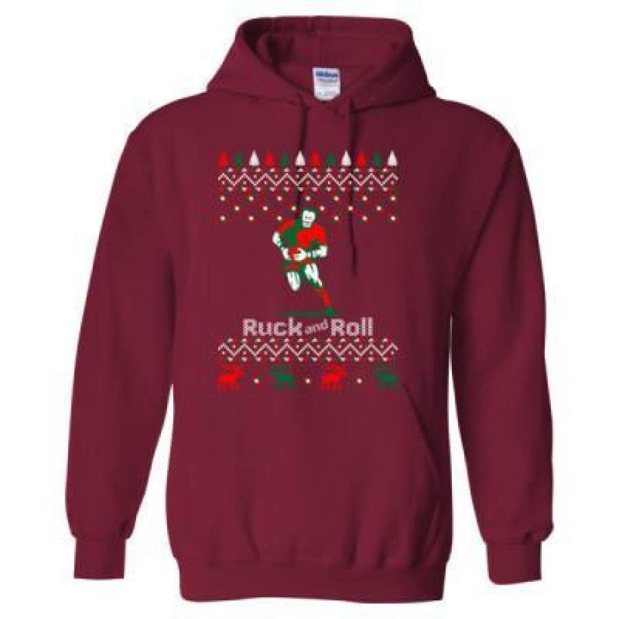 AGR Ruck And Roll Egly Christmas Ugly Sweater Xmas – Heavy Blend™ Hooded Sweatshirt