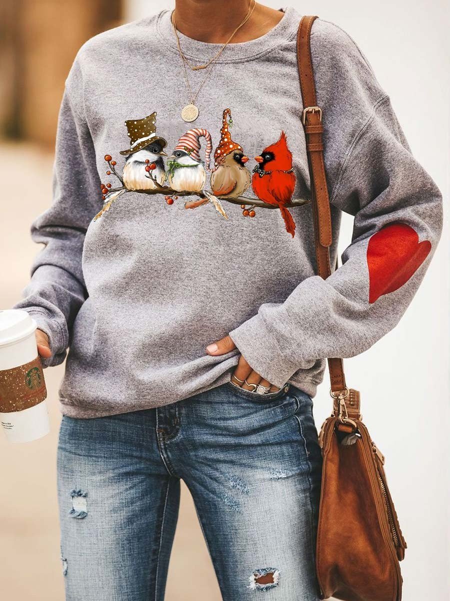 Women’S Cardinals Chickadees Christmas Sweatshirt