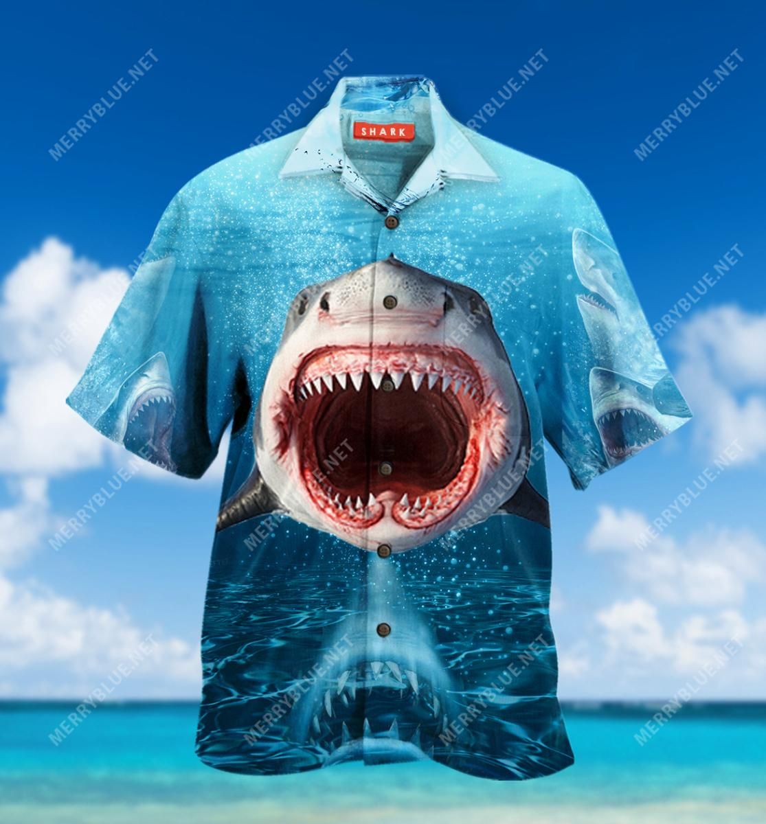 Show Your Teeth Shark Aloha Hawaiian Shirt Colorful Short Sleeve Summer Beach Casual Shirt For Men And Women