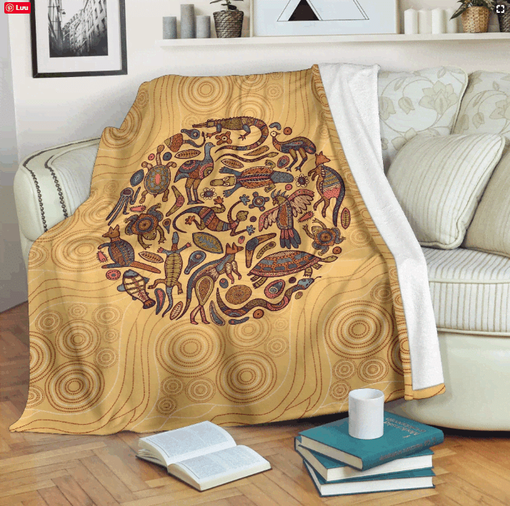 Aboriginal Animals CLM1810002S Sherpa Fleece Blanket